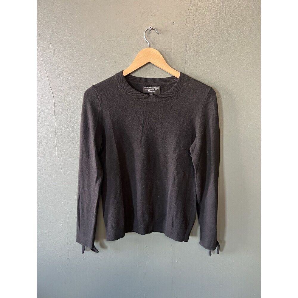 Banana Republic Womens Black Italian Wool Pullover Sweatshirt Size Medium